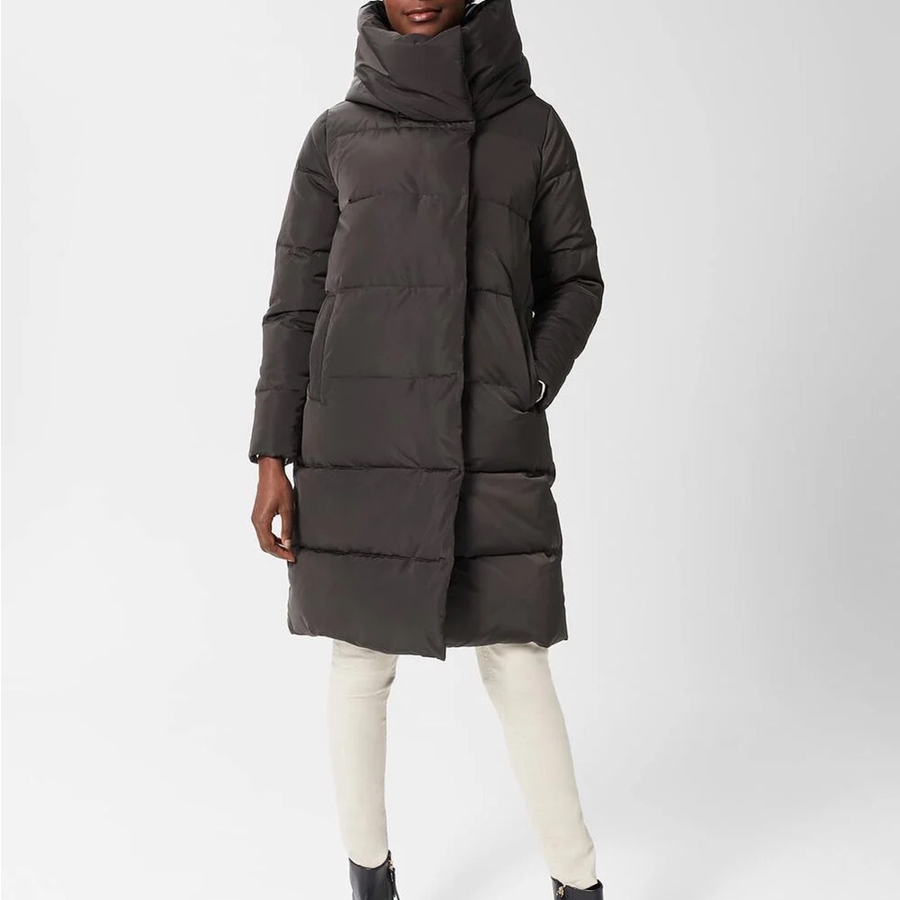 Hobbs Long Puffer Coat in Dark Gray | EUC